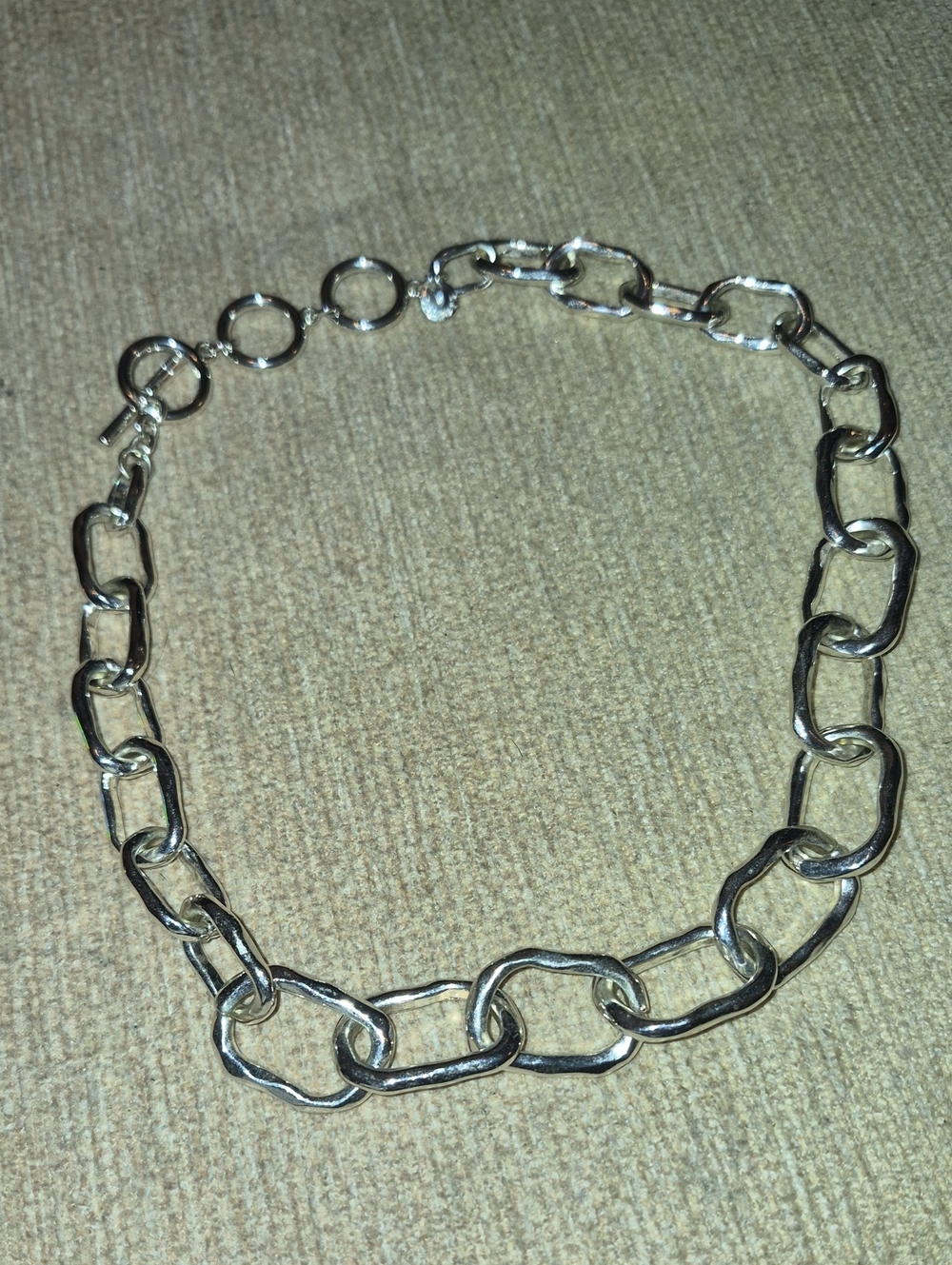 Talbots Shiny Silver Chunky Oval Link Necklace